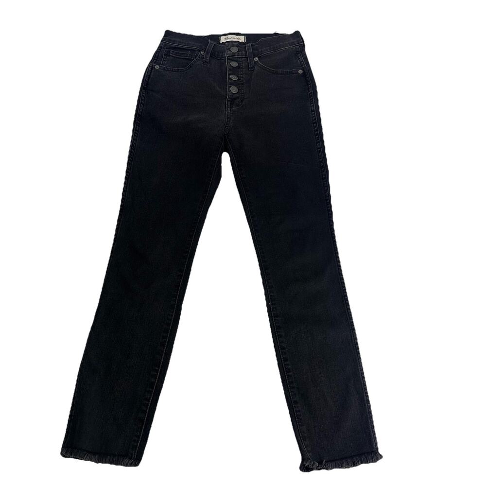 madewell Black 10” High rise skinny Button Fly Raw Hem jeans Size 25P